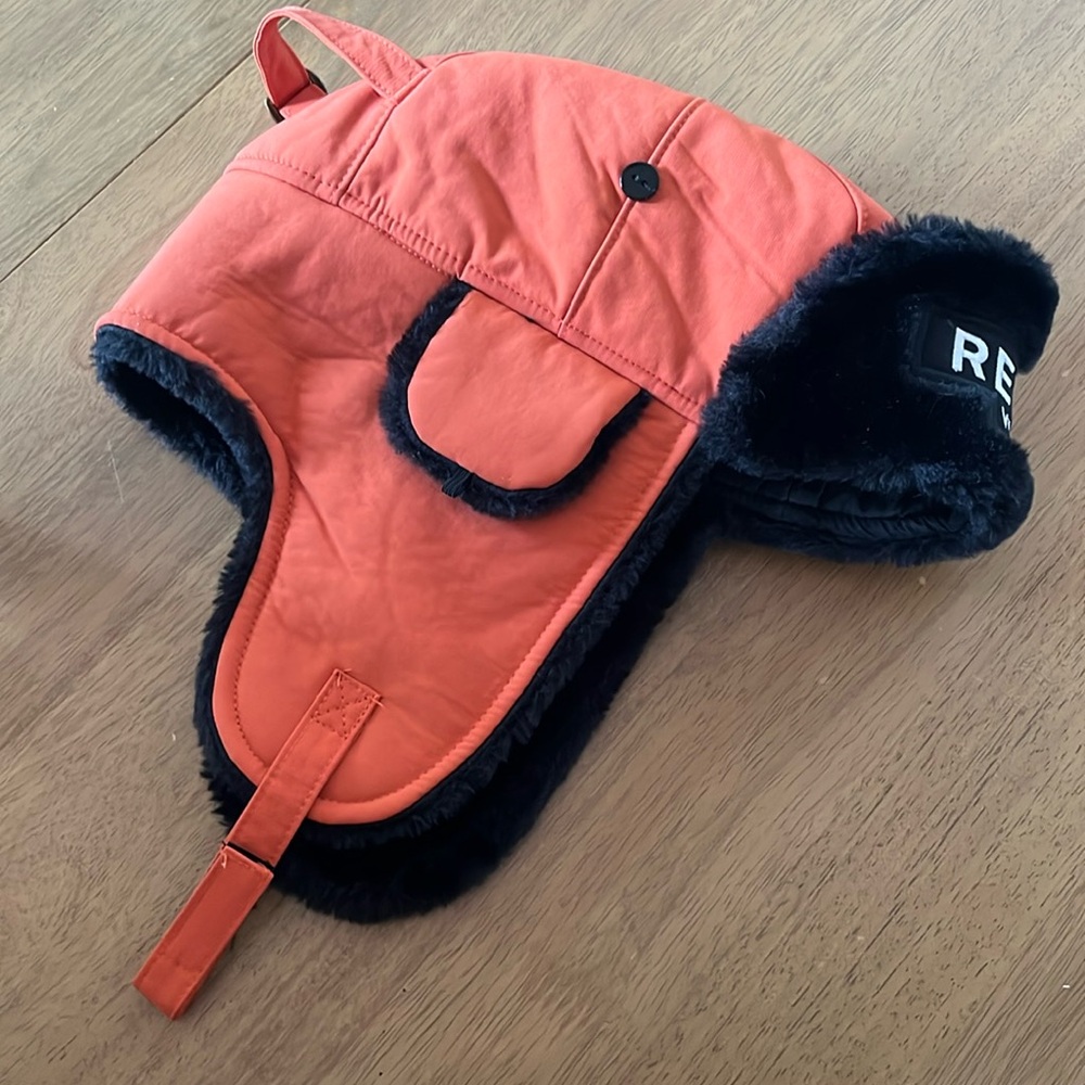 Reyka trapper hat, orange and black, one size, unisex